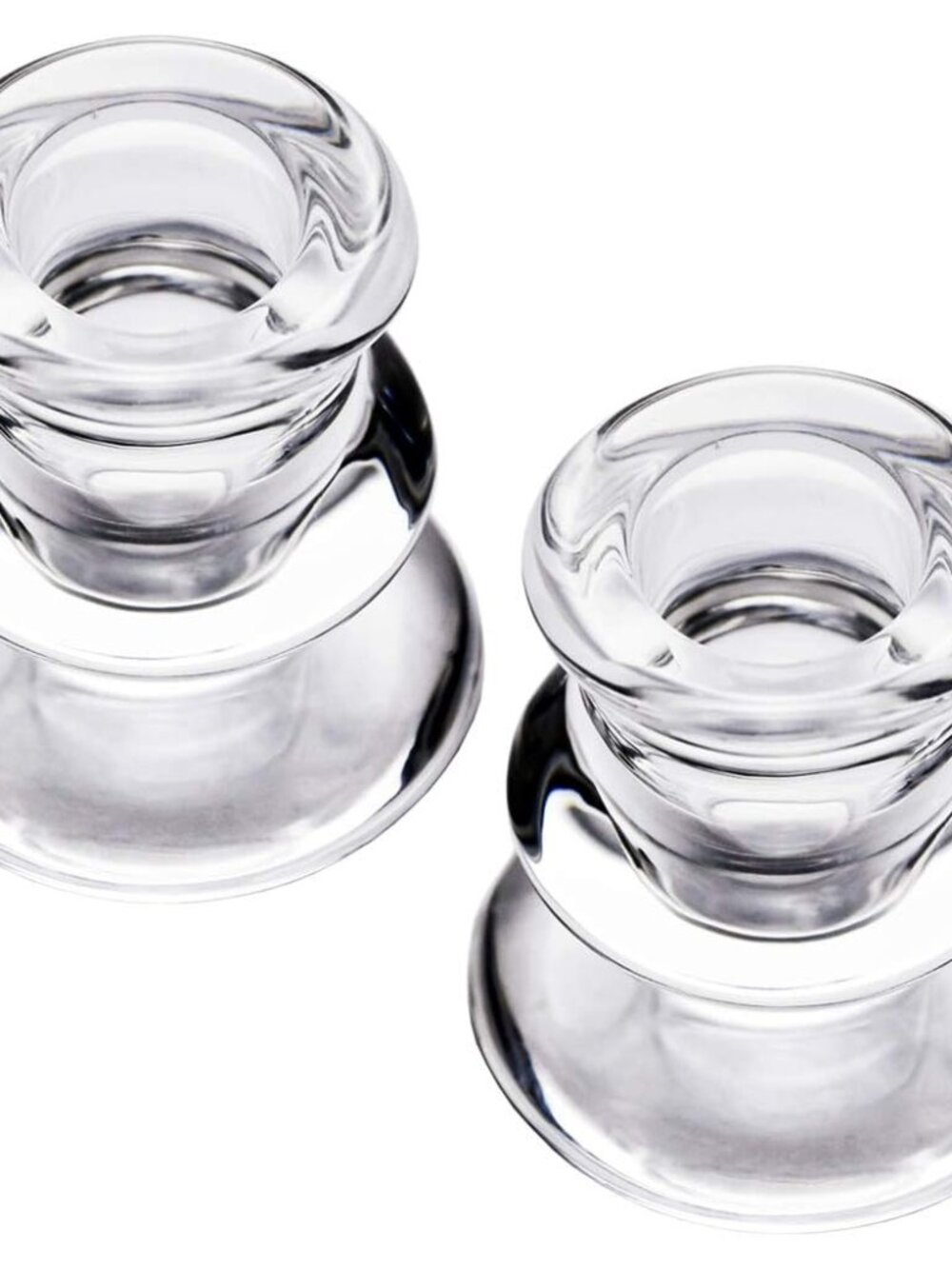 Clear Glass Taper Candle Holders Set of 2